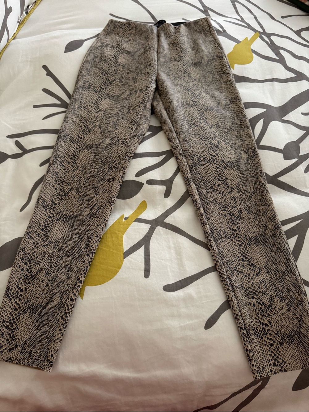 Zara Taupe and Black Snake-Print Skinny Pants